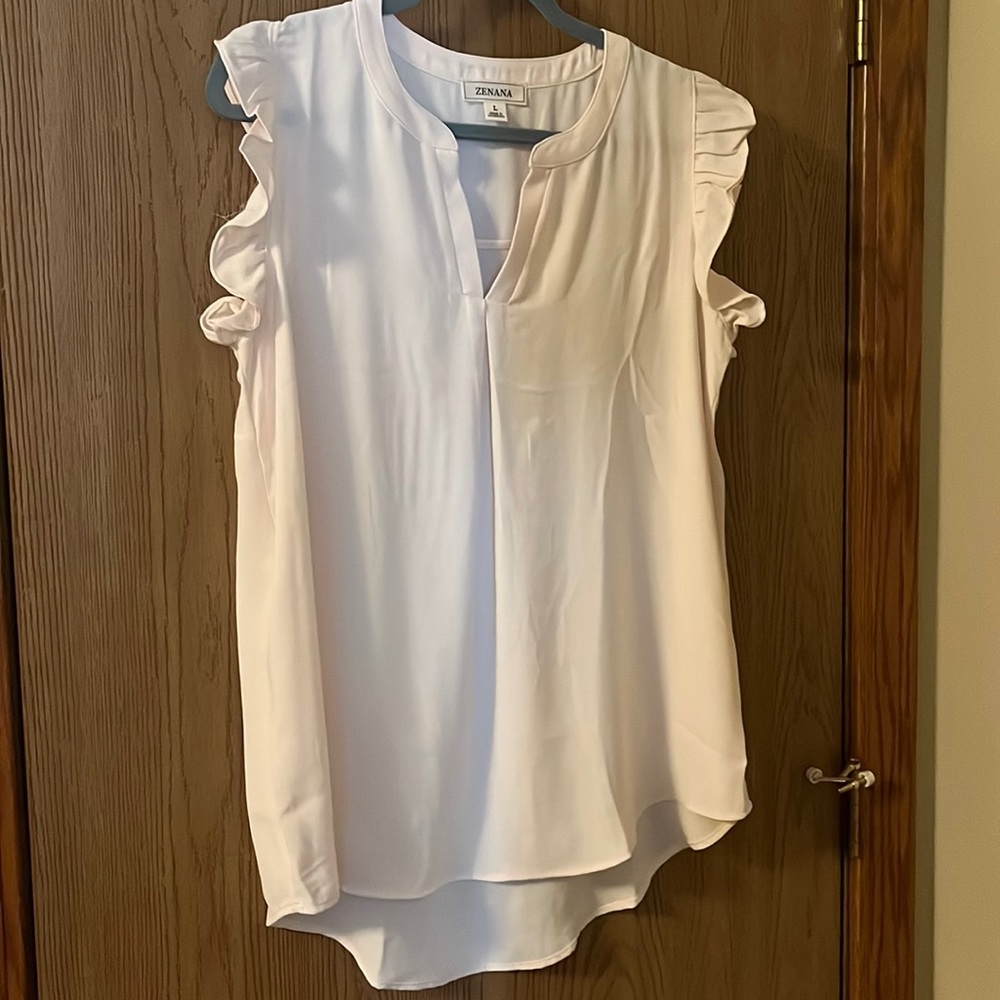 Cream Ruffle Sleeved Blouse - Large